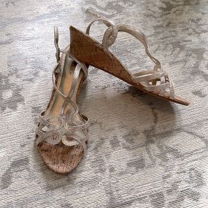 New gold and cork low platform sandals!